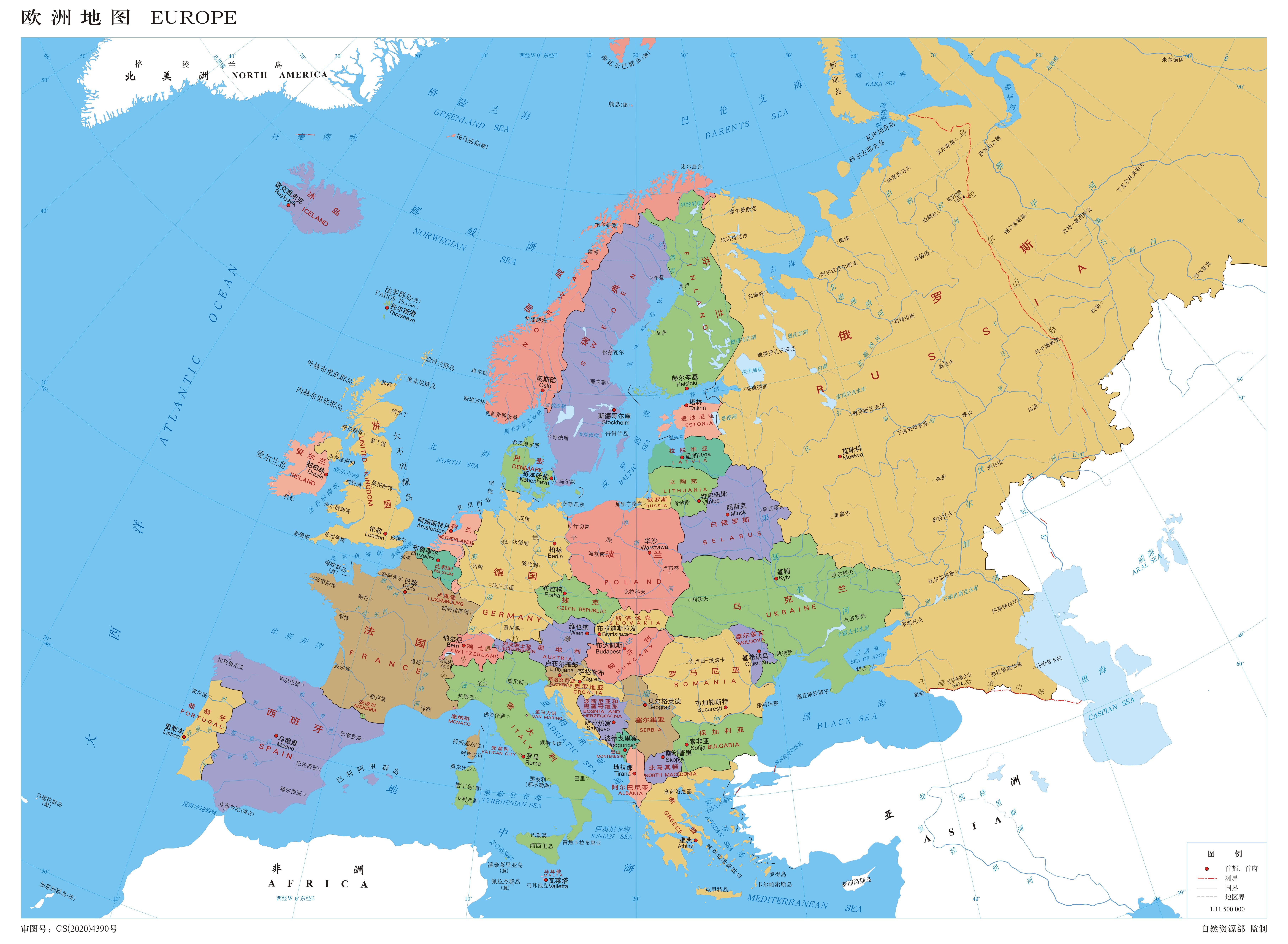 欧洲城市地图放大图片